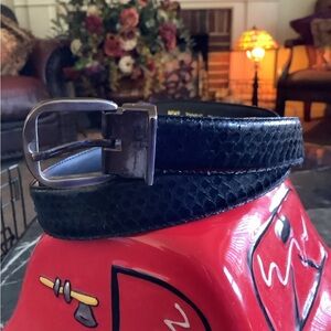 Genuine black exotic python snakeskin belt